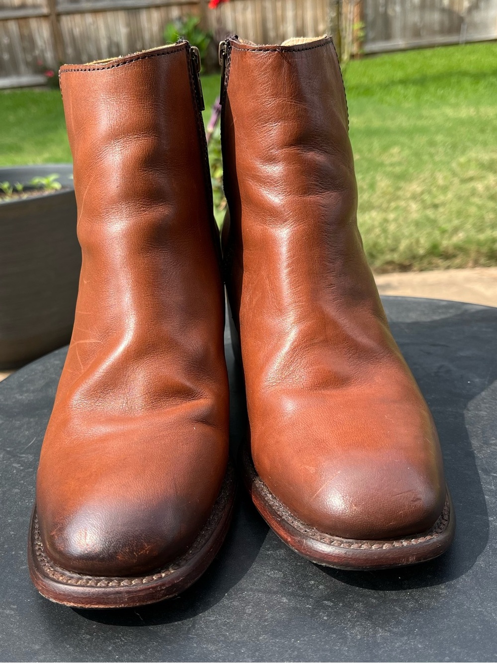 Women’s Brown Leather Block Heel Ankle Boots - Picture 3 of 8
